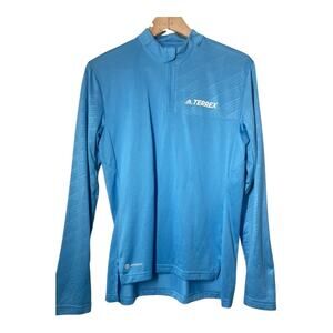 adidas Long Sleeve Half Quarter Zip Shirt Terrex Hiking Blue Size Medium NWT 1/2